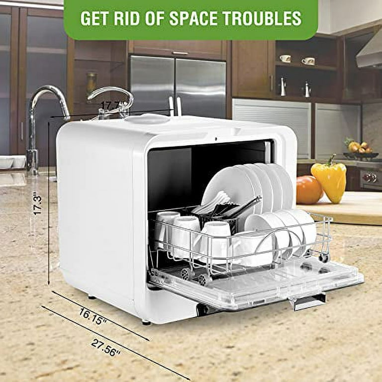  Portable Countertop Dishwasher, GDNTMU Mini Dishwasher with 4  Washing Programs,Air-dry Function,Automatic Dishwasher Deep Heating  Cleaning Machine for Small Apartments, Dorms and RVs (White) : Appliances