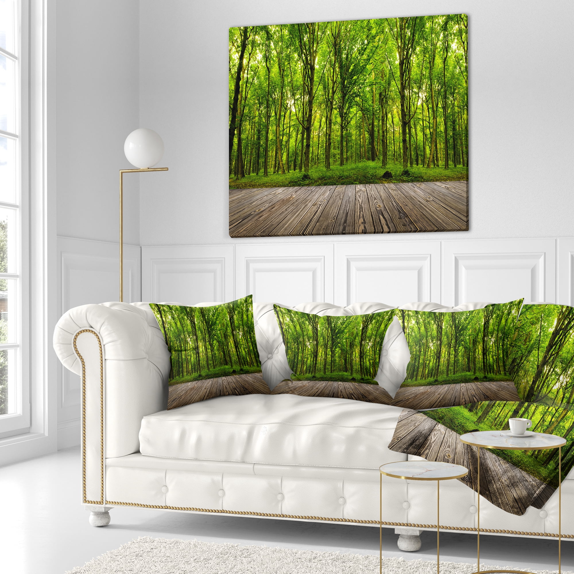 Designart Room Interior in Forest - Landscape Printed Throw Pillow - 16x16