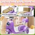thumbnail image 4 of QEEKA 12V Electric Kids Motorcycle,2 Seater Ride on 3 Wheel Scooter,Multi-function player,USB,Bluetooth,light,Backseat flip adult seat,Oversized Storage Box for kids Aged 3-6,Purple, 4 of 10