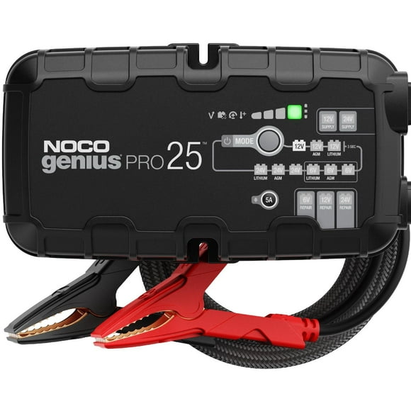 NOCO GENIUSPRO25, 25A Smart Car Battery Charger, 6V, 12V and 24V Portable Automotive Charger, Battery Maintainer, Trickle Charger and Desulfator for AGM, Lithium, Marine, Boat and Deep Cycle Batteries