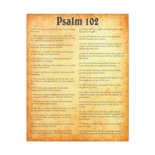 Scripture Walls Psalm 102 Chapter Gold Bible Canvas Christian Wall Art Ready to Hang Unframed