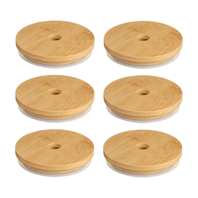 Tazas Tapas Para Tazas 6 Uds. Tapas De Bambú Con Forma De Bola Reutilizables Para Tarro Mason Jar De Boca Ancha 86mm