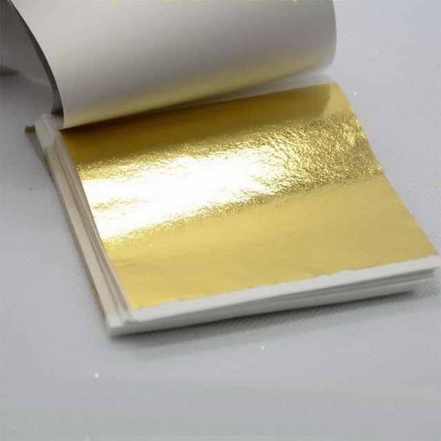 100PCS 24K Pure Genuine Gold Leaf Foil Sheet Gold Decoration (Gold)