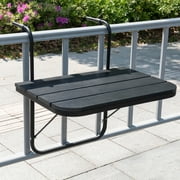Sundale Outdoor Folding Deck Table Patio Garden Adjustable Balcony Hanging Railing Table, Black