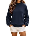 thumbnail image 4 of Warop Oversized Sweatshirt for Women Waffle Knit Solid Color Crewneck Long Sleeve Casual Pullover Tops, 4 of 8