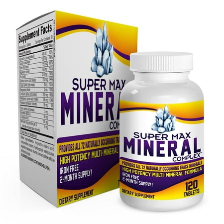 SuperMax Supplément multi-minéraux - Traitement de 2 mois - Fer gratuit - 72 Trace Minerals