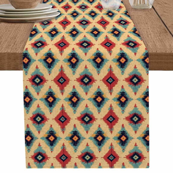 nqOlkjepod Geometric Table Runner 36 Inches Long Farmhouse Dress Scarves, Modern Southwestern Vintage Art Dining Tablerunner for Coffee Table/Kitchen Island/Party Décor, Small 13" x 36"
