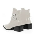 thumbnail image 3 of YOWMNS Women's Closed Toe Block Chunky Low Heel Slip On Buckle Strap Ankle Boots Casual Comfortable Elastic Patent Leather Booties, 3 of 5