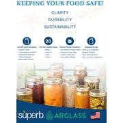 Superb Pint Mason Jars with Regular Mouth Lids & Bands - 12 Pack