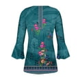 thumbnail image 5 of Camisas Awdenio para mujer, blusa informal de moda juvenil, cuello en V, camisa de tres cuartos, tops estampados de otoño, sudaderas, ofertas, 5 of 5