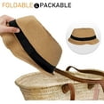 Womens Short Brim Straw Sun Hat Fedora Trilby Hat Panama Men Roll Up