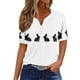 thumbnail image 3 of Blusas de Verano de las Mujeres Casual Gradiente Manga Corta V-Cuello Superior, Ligera Imitación de Tela de Estante para la Primavera Y el Verano Diario Y de Fiesta, 3 of 6
