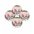 thumbnail image 7 of 13 Inch Round Placemats Set of 4, Pink Christmas Non Slip Heat Insulation PP Table Mats, Gnomes Xmas Tree Snowflake Gifts Washable Place Mats for Kitchen Dining Party Table Decor, 7 of 7