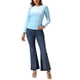 thumbnail image 2 of INSPIRAR CHIC Blusa de terciopelo con brillo metálico y cuello alto de manga abullonada para mujer XL Azul claro, 2 of 6