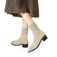 thumbnail image 5 of Dasayo Womens Booties Beige Dress Pointed Toe Ankle Stretch Mesh Low Heeled Soft Boots Women Shoes 39, 5 of 5