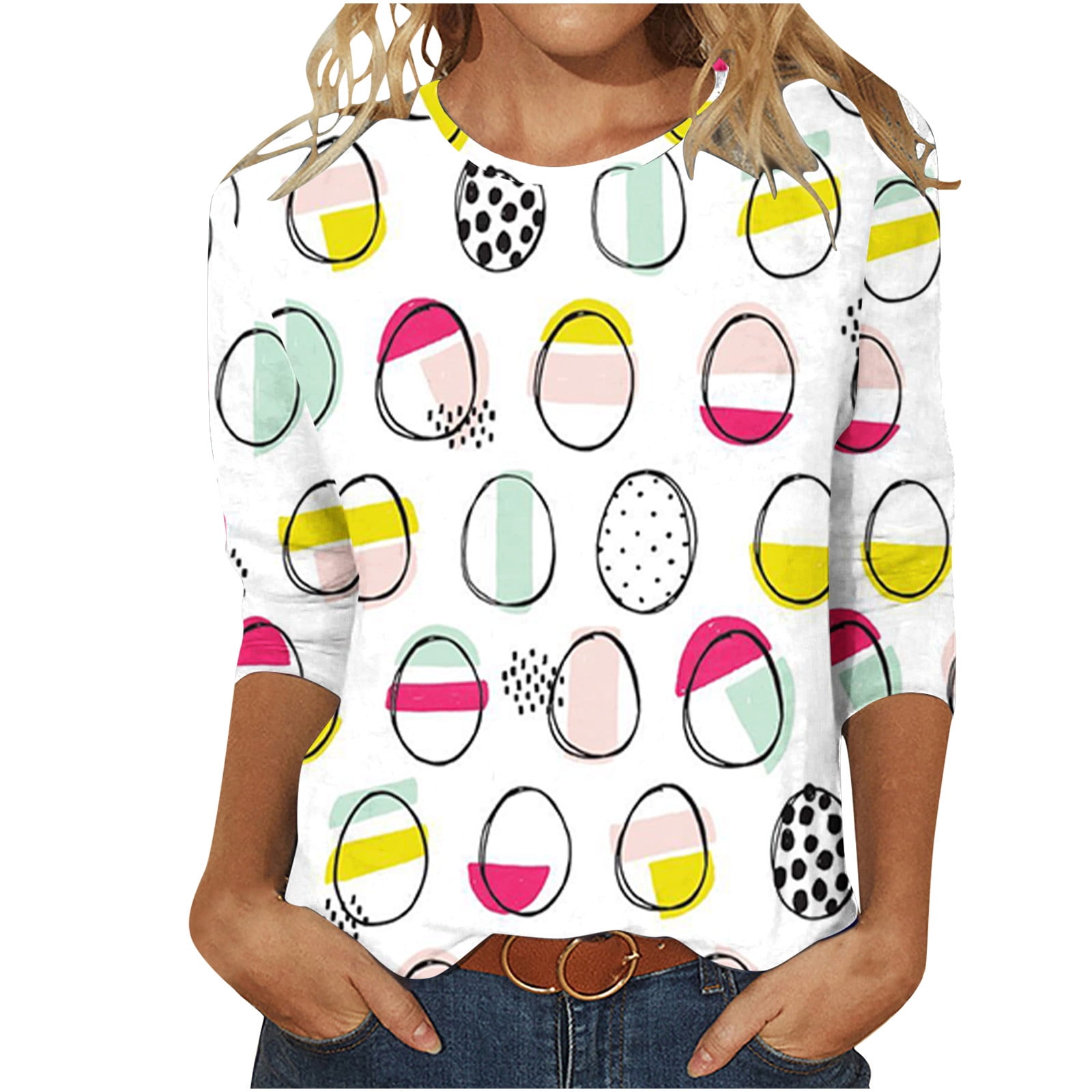 Women's Happy Easter Day Elegant Tunic Clearance Lady Work Blouses
