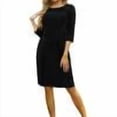 thumbnail image 7 of Gamivast Women's Work Dresses Round Neck 3/4 Sleeve Church Dress Pleated Waist Solid Midi Dress Modest Casual Spring Business Office Interview Party, 7 of 7