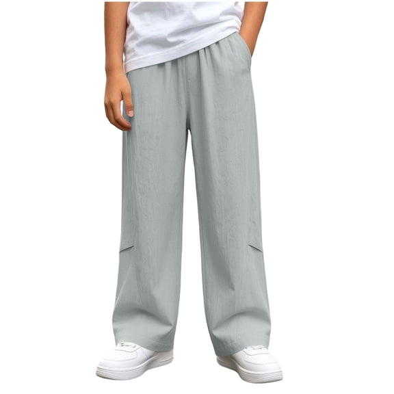 yillto Kids Pants Straight Leg Loose Lightweight Breathable Pant Elastic Waist Casual Sweatpants