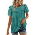 thumbnail image 2 of WXLWZYWL Blouses for Women Dressy Casual Babydoll Tops Ruffle Short Sleeve Shirts Fashion Clothes 2026, 2 of 6