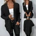 thumbnail image 4 of IROINNID Women's Cardigan Open Front Jacket Solid Color Long Sleeve Casual Pocket Knit Cardigan Sweater Coat Outerwear, Black, 4 of 5