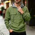 thumbnail image 2 of Sweatshirts for Men Hooded Quarter Zip Loose Pullover Winter Casual Patchwork Long Sleeve Sweatshirt with Pockets Daily Casual Athletic Wear, 2 of 7