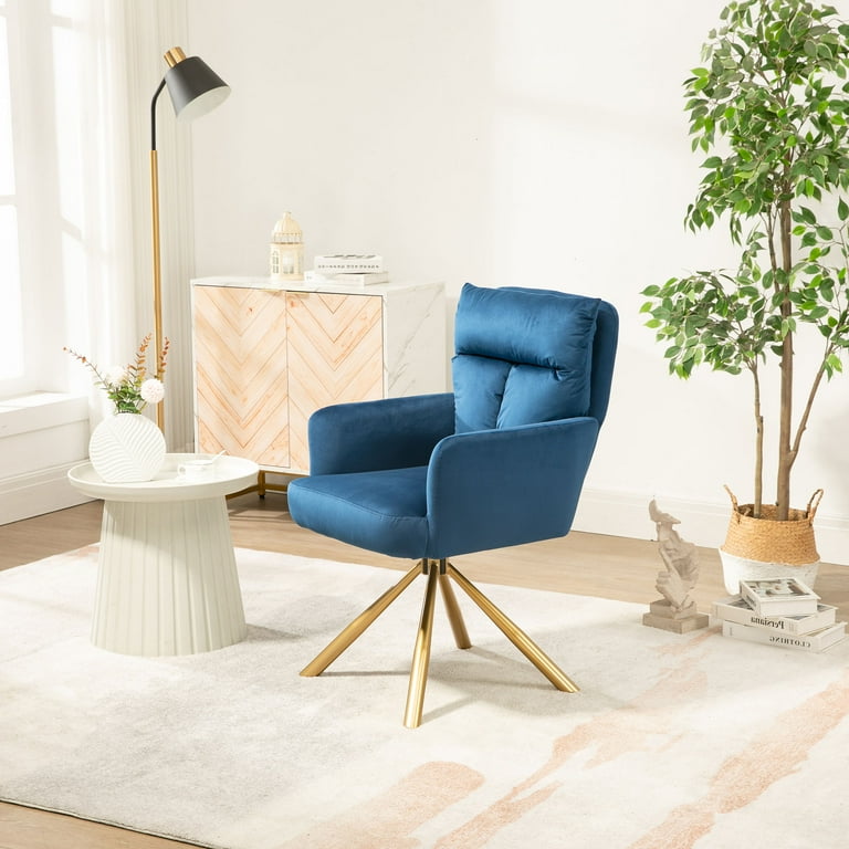 Blue velvet clearance tufted chair