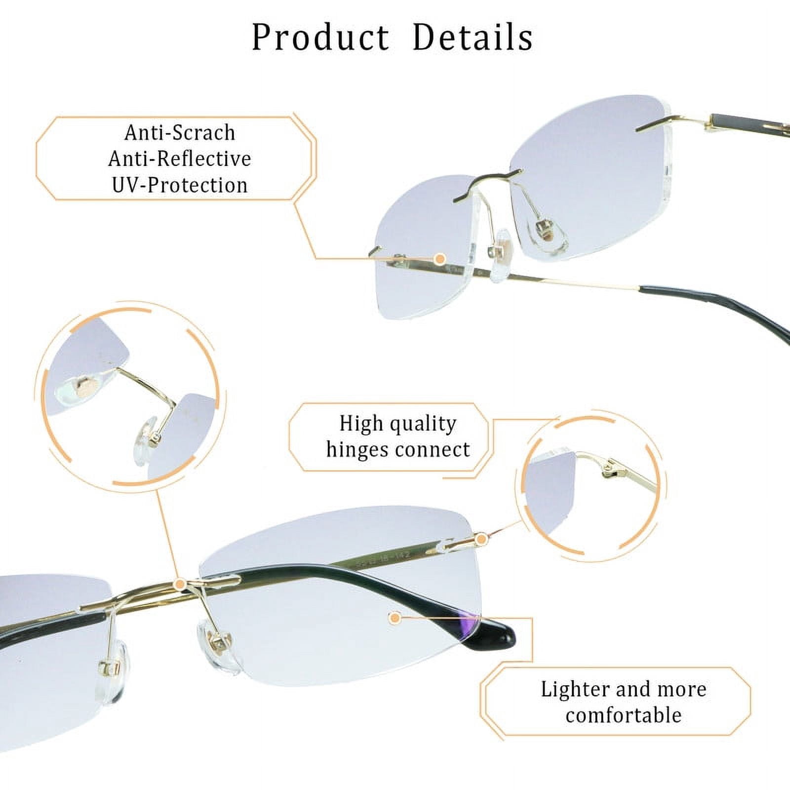 LifeArt Pure Titanium Frame Glasses/Blue Light Blocking Reading Glasses, Reduce Eyestrain, Stylish for Men and Women(Gold,+4.00 Magnification)