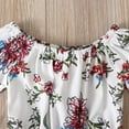 thumbnail image 5 of Herrnalise Toddler Baby Girls Summer Floral Short Sleeve Jumpsuit + Bow Two-piece Children's Clothing rollbacks, 5 of 7