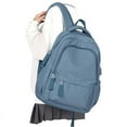 thumbnail image 1 of 1pc Fashion Versatile Solid Color Schoolbag, Women's Trendy Brand Fashion Backpack, College Students High School Students Backpack, Large Capacity Computer Backpack, Men's Bag, 1 of 5