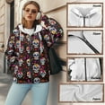 thumbnail image 6 of Renewold Skull Flower Love Womens Oversized Hooded Sweatshirts Full Zip Jackets Hoodie Pullover Fleece Sweaters Long Sleeve Sweatshirt Cardigan Trendy Winter Fall Clothing with Pockets, S, 6 of 7