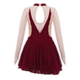thumbnail image 2 of Alvivi Girls Ice Skating Dress Long Sleeve Mesh Patchwork Style Dancewear 6-14, 2 of 7