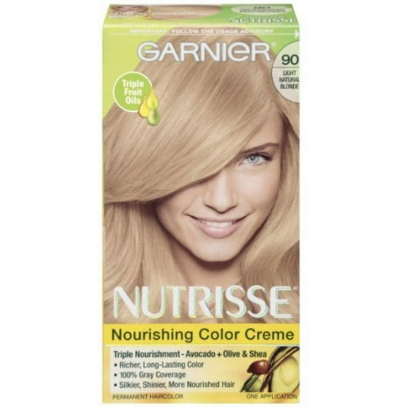 Garnier Nutrisse Nourishing Color Crème - Light Natural Blonde [90] - Pack of 2: Get Vibrant Hair with our Nourishing Color Formula!