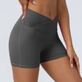 thumbnail image 7 of Hvot&aat Crossover-Waist Workout Biker Shorts for Women Seamless Smoothing Stretch Shorts Pants Solid Color Leggings, 7 of 7