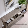 thumbnail image 3 of Aitjunz 63" Console Table with 2 Drawers and Storage Shelf, Waterfall Wood Grain Entryway Table with Curved Edges, Long Sofa Table for Living Room, Hallway and Foyer, 3 of 6