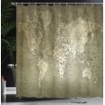 thumbnail image 4 of Ambesonne Map Shower Curtain, Nostalgic World Map, 69"Wx75"L, Army Green, 4 of 5