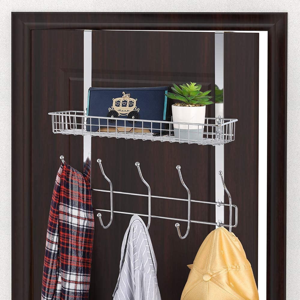 NEX 1-Shelf Over-the-Door Organizers with Mesh Bathroom Towel Hanging Rack, Chrome