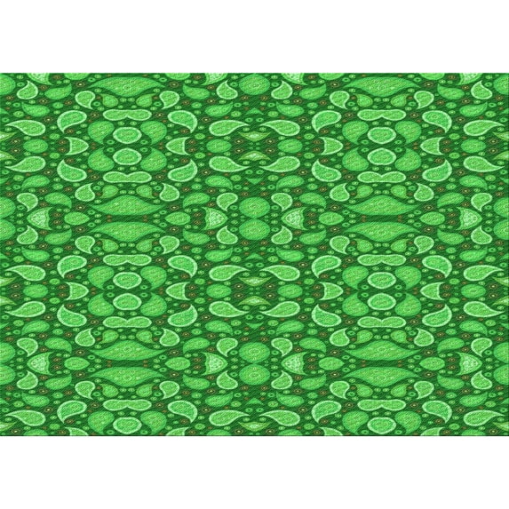 Ahgly Company Machine Washable Indoor Rectangle Transitional Green Area Rugs, 8' x 10'