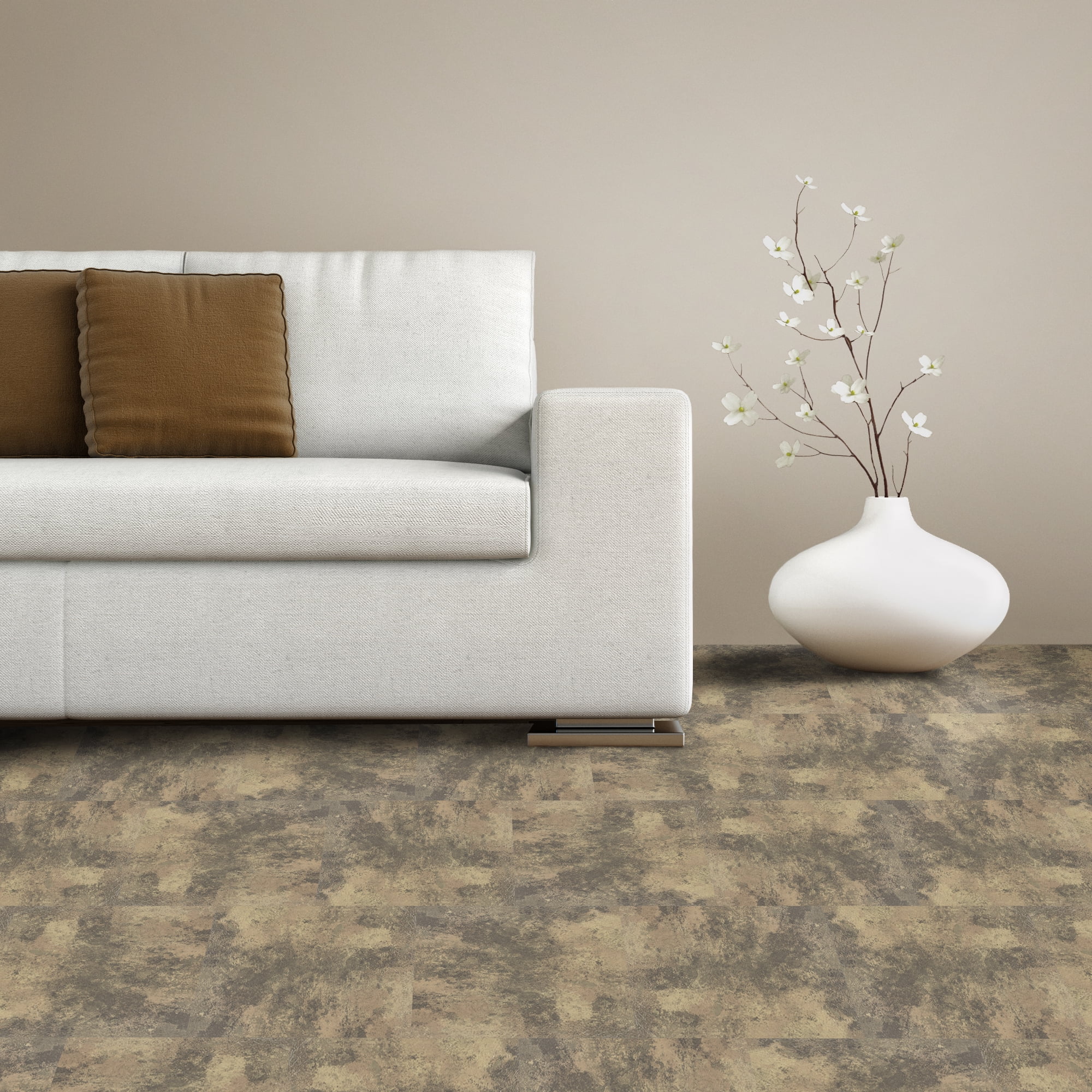 Achim Portfolio Self Adhesive Vinyl Floor Tile - 12 Tiles/12 Sq. ft., 12 x 12, Stone Travertine