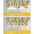 thumbnail image 6 of Tie Up Valance Curtain for Kitchen, Country Sunflower Yellow Floral Watercolor Rod Pocket Short Curtains Adjustable Tie-Up Shade Valances, Green Leaves on White Window Treatment for Bedroom 42x18in, 6 of 8