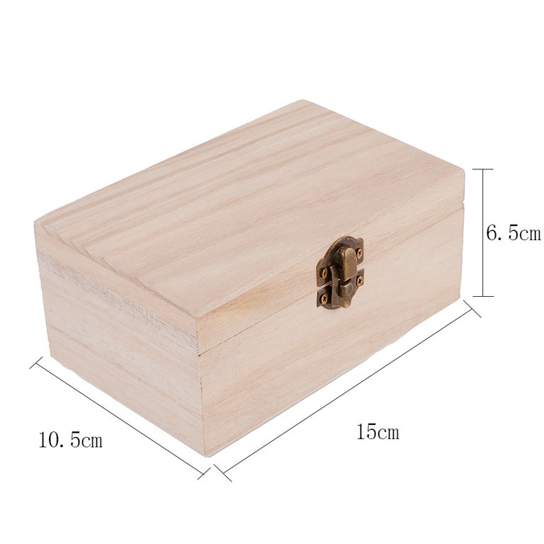 Yannee Plain Wood Wooden Square Hinged Storage Boxes,Keepsake Box with  Lid,Craft Gift Box,M