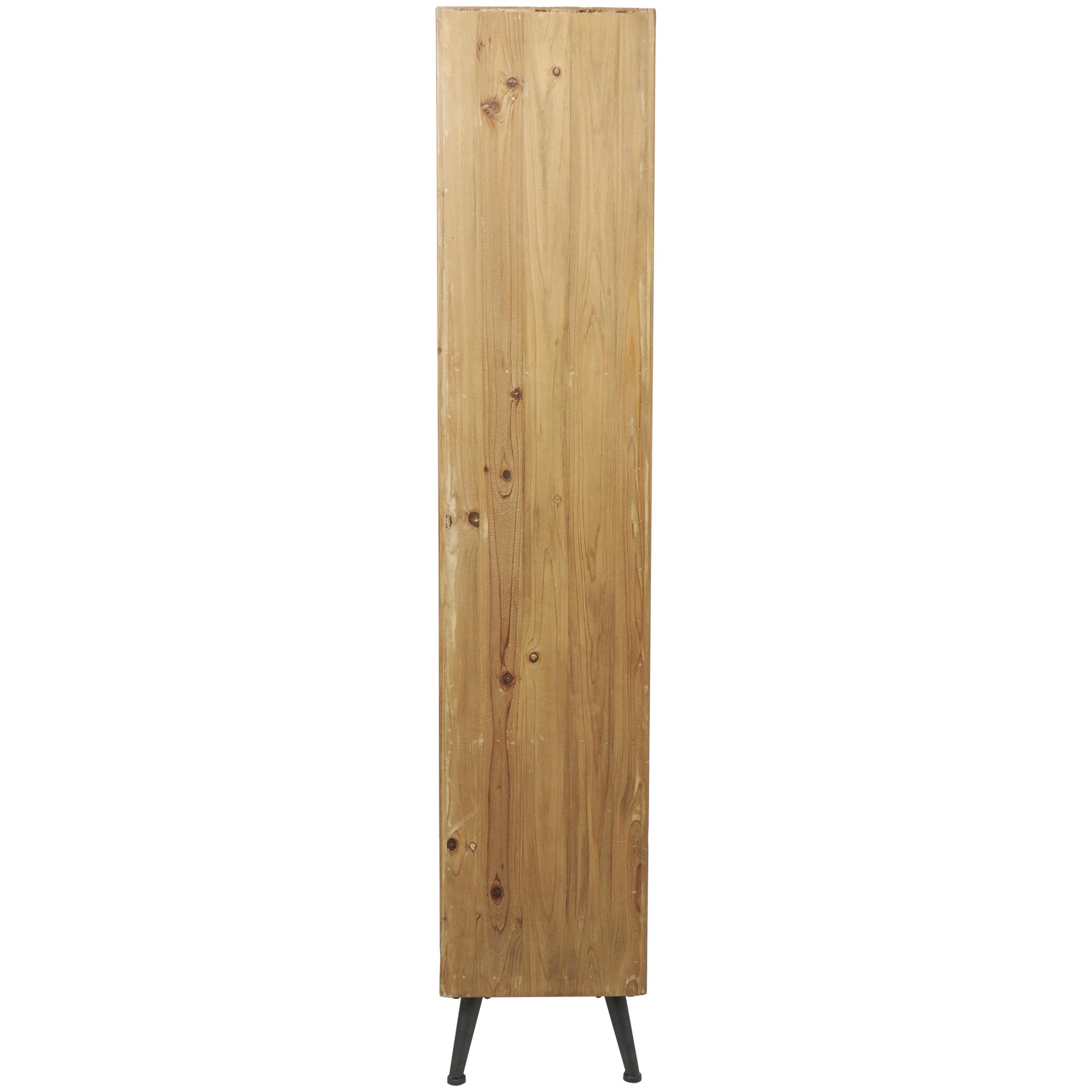 DecMode 35" x 70" Light Brown Wooden Geometric Bookcase 4-Tier Shelving Unit with Black Tapered Legs, 1-Piece