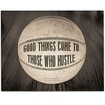 Basketball - Good Things Come To Those Who Hustle - 11x14 Unframed Art Print - Great Boy's/Girl's Room Decor and Gift for Basketball Fans
