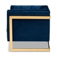 thumbnail image 3 of Baxton Studio Ambra Glam and Luxe Royal Blue Velvet Fabric Upholstered and Button Tufted Armchair with Gold-Tone Frame, 3 of 10