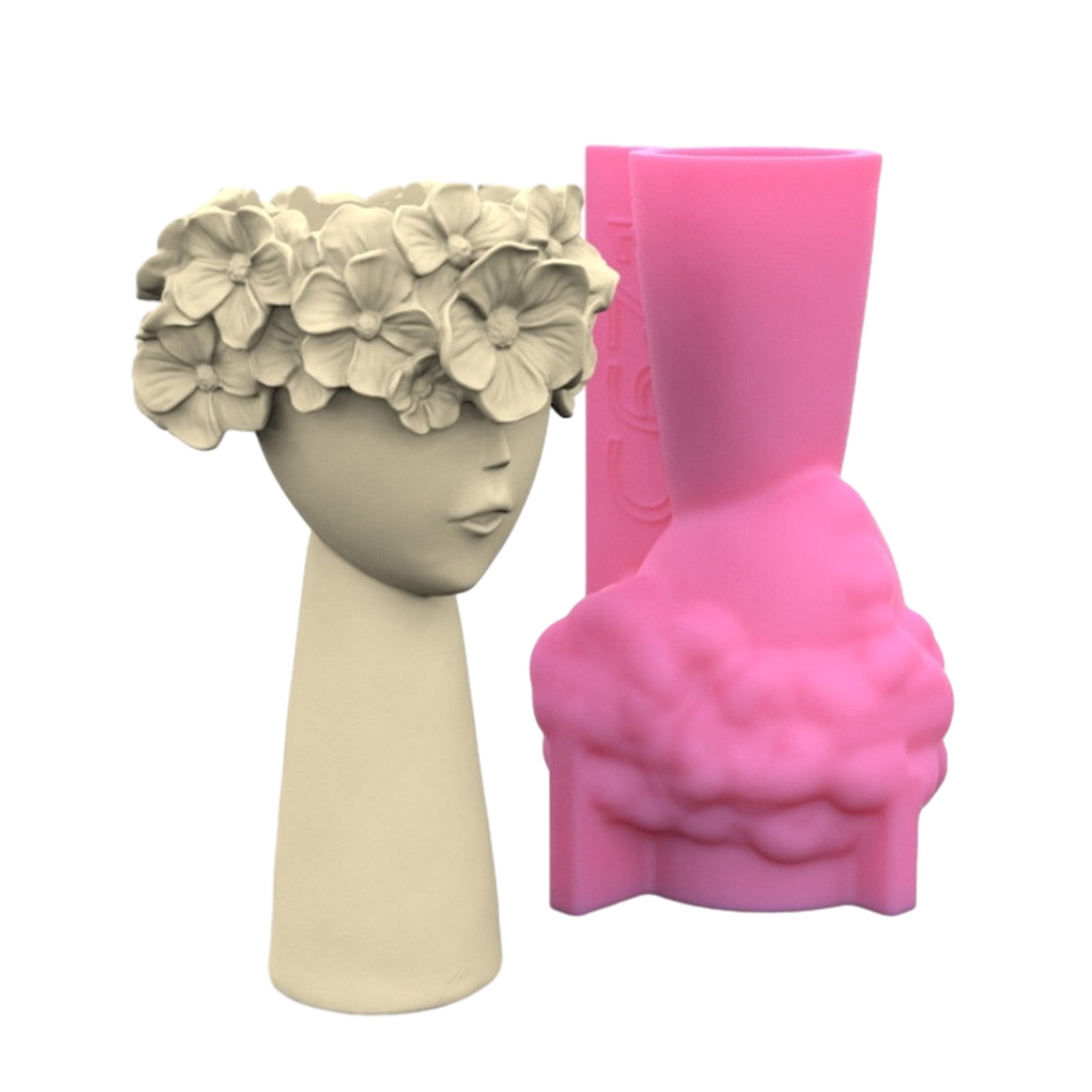 BELOWSYALER Flowerpot Mold 3D Flower Girl Pen Holder Silicone Mould Concrete Plaster Planter Vase Mold Epoxy Resin Molds