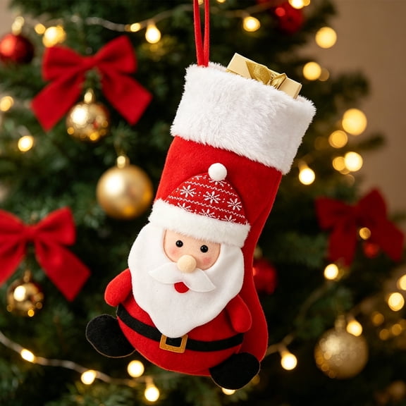 3D Plush Christmas Stockings, Stockings for Family, Embroided, Xmas Character for Family Holiday Christmas Party Decorations