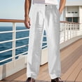 thumbnail image 2 of CONZONE Mens Casual Suit Pants Wide Leg Dress Pants for Men Trendy Buttons Striped Casual Formal Business Pant With Pockets, 2 of 4