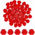 thumbnail image 1 of 50 cuentas de cinabrio de rosa roja de 12,5 mm para tallar flores, sueltas, espaciadoras florales de rosa a granel, 1 of 5