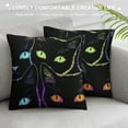 thumbnail image 3 of SHANXI Cute Cat Throw Pillow Covers Soft Colorful Neon Pillow Cases Cushion Covers for Living Room Bedroom Simple Stroke Style Decorative Throw Pillowcases for Sofa Couch Chair 22x22in, 3 of 5