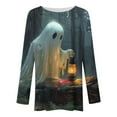 thumbnail image 4 of Fznquz Tunic Womens Blouses Halloween Crewneck Tops Graphic Cute Long Sleeve Womens Fall Fashion, 4 of 5