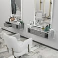thumbnail image 2 of OmySalon Wall Mount Styling Station for Hair Stylist,Beauty Barber Spa Equipment,Salon Cabinet Station with Locking Drawers,Bathroom Dresser with 5 Hair Dryer Holders,Grey, 2 of 8